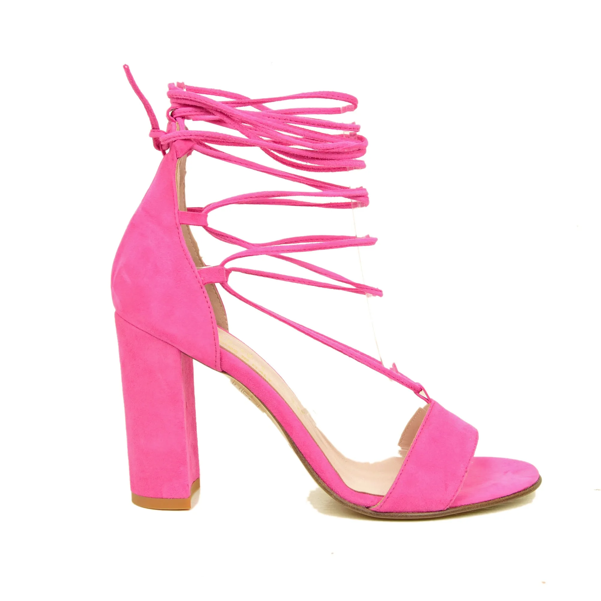 Sandali Fuxia in Pelle Scamosciata alla Schiava Made in Italy