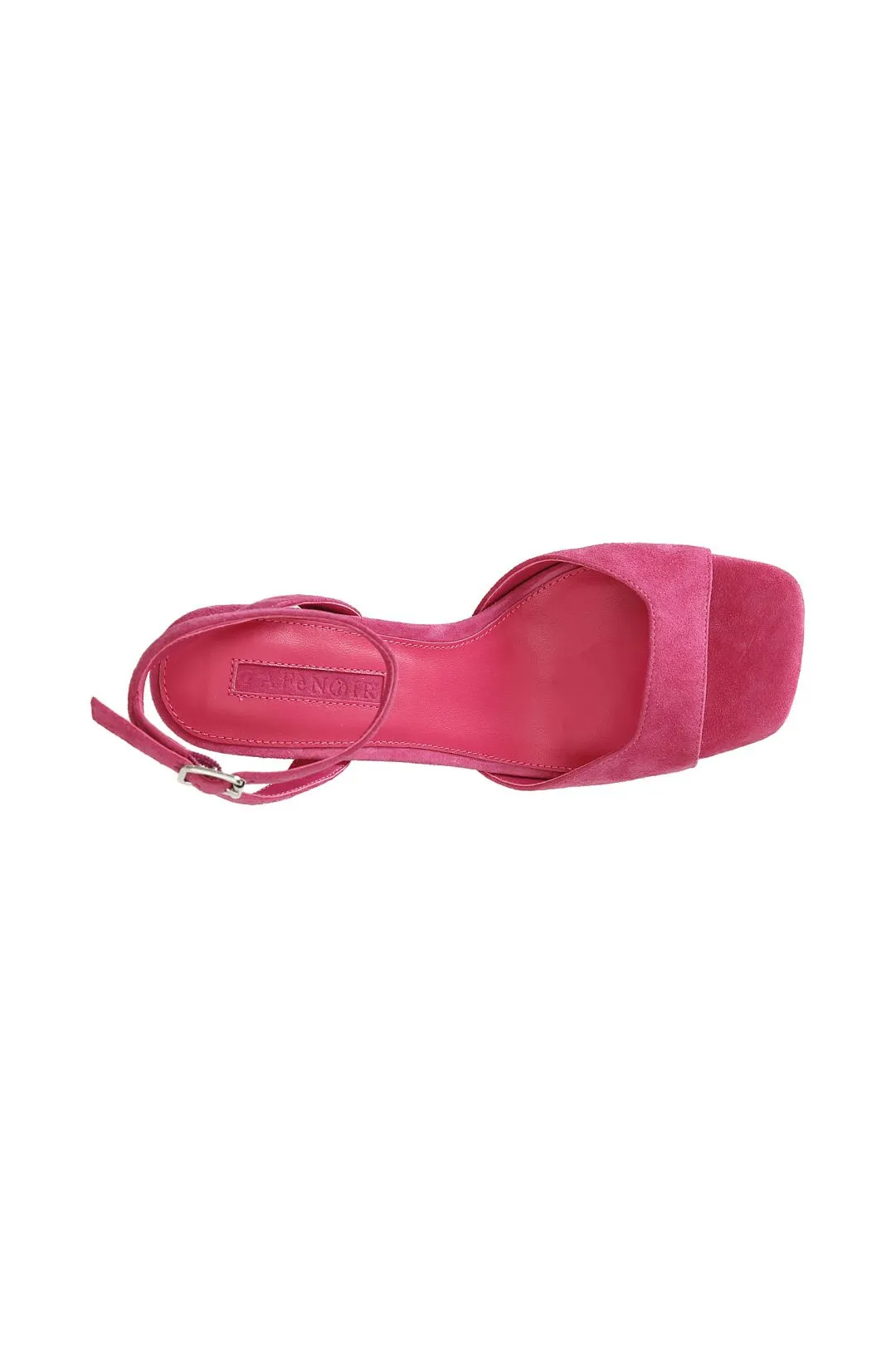 sandali in camoscio con allacciatura alla caviglia fuxia