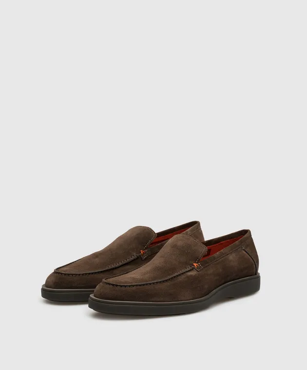 Santoni Mocassini in camoscio marrone MGDG17824SMOKSVU