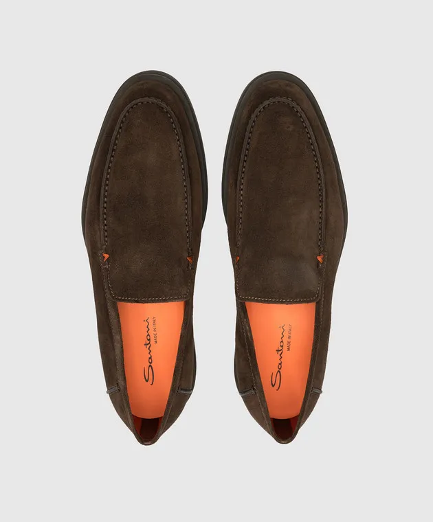 Santoni Mocassini in camoscio marrone MGDG17824SMOKSVU