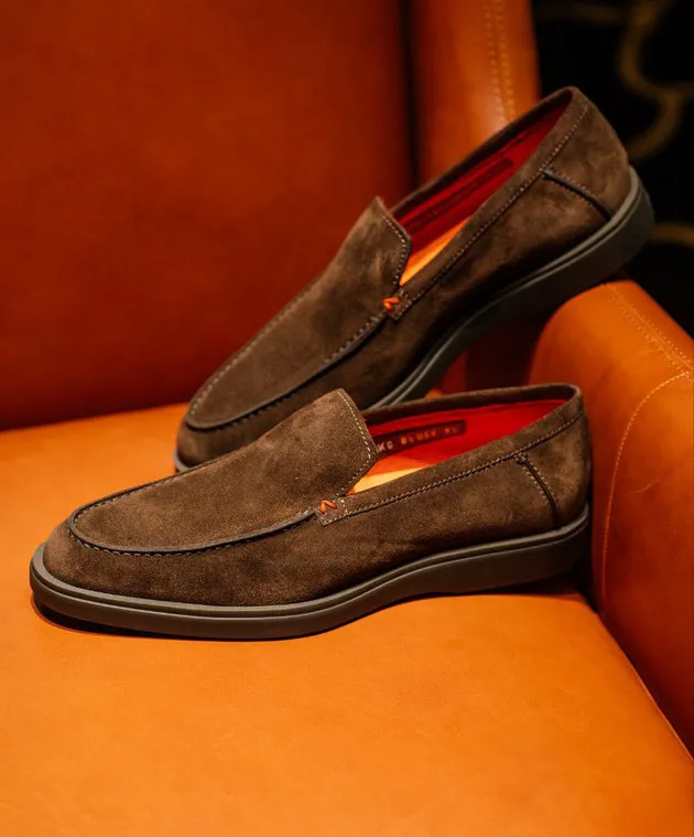 Santoni Mocassini in camoscio marrone MGDG17824SMOKSVU