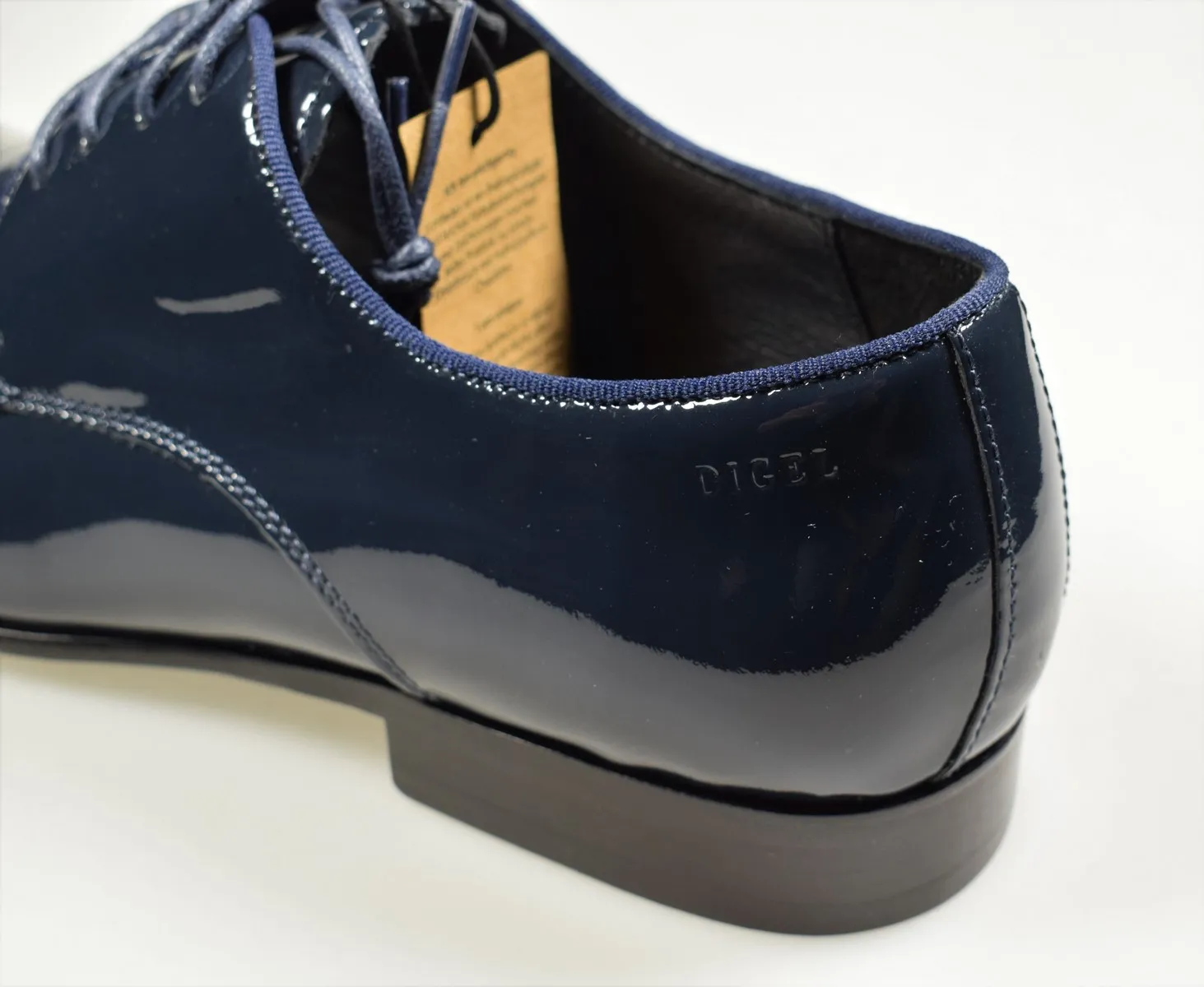 Scarpa elegante da cerimonia blu digel in vera pelle verniciata