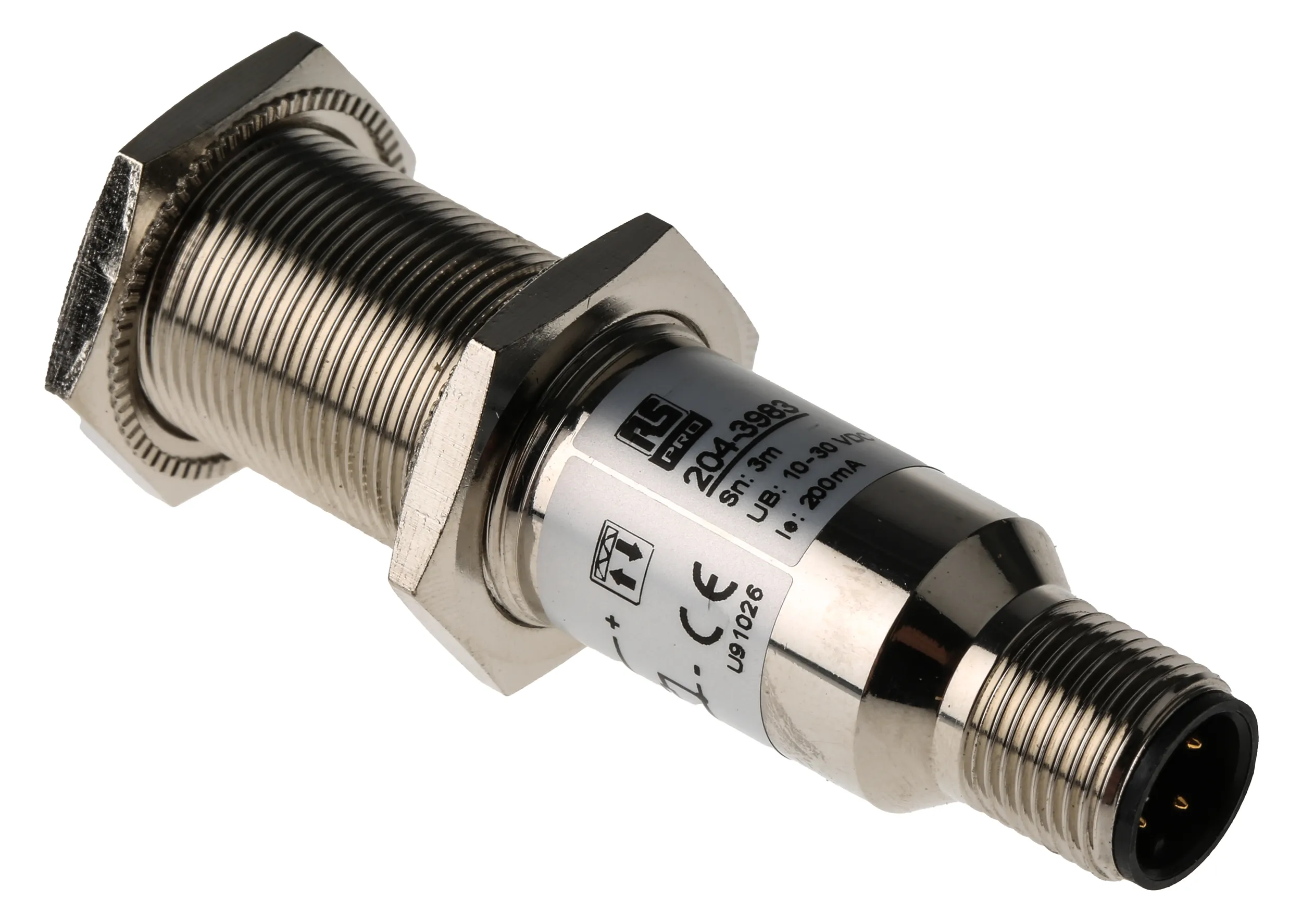 Sensore fotoelettrico Cilindrico RS PRO, a retroriflessione, rilevamento 3 m, uscita PNP NA
