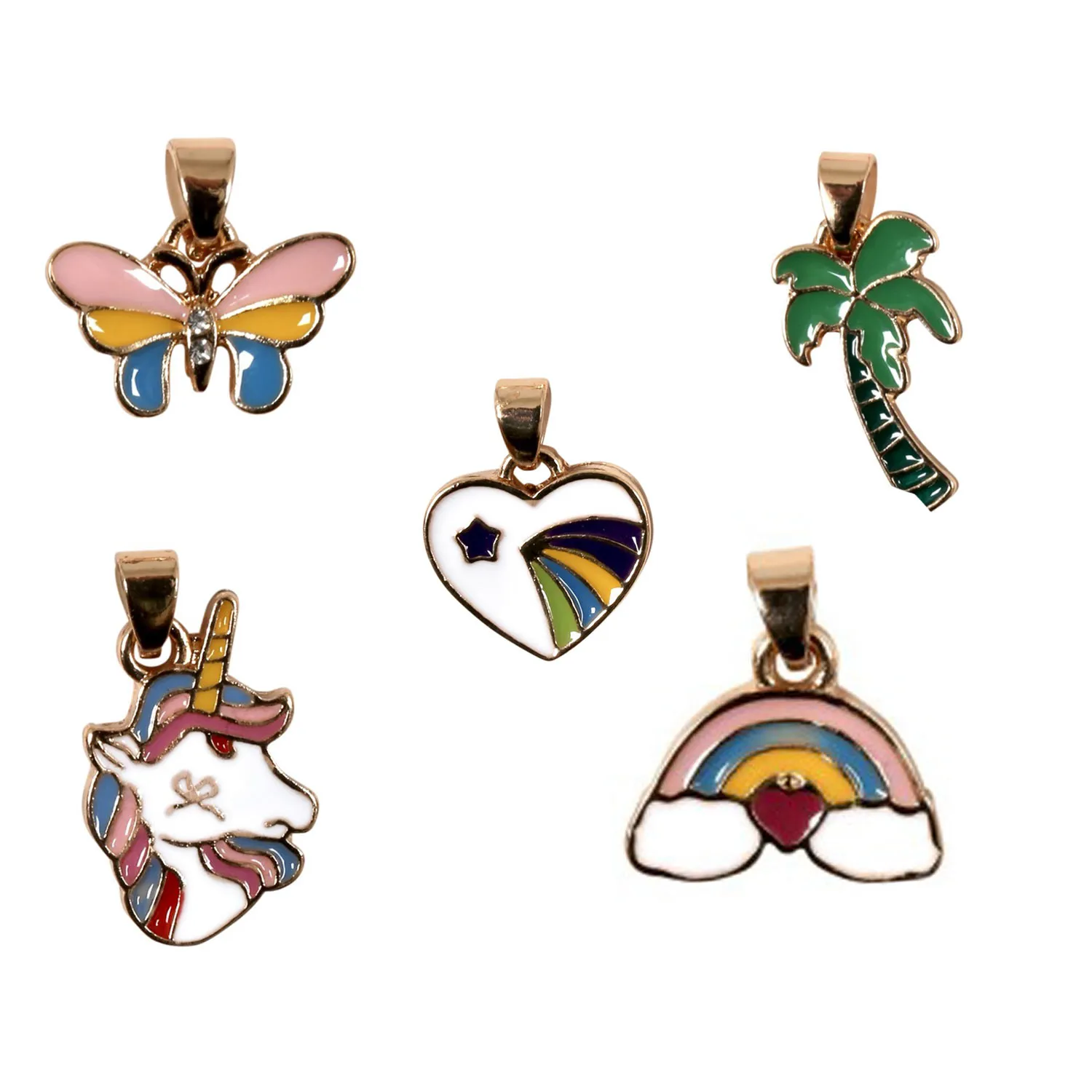 Set Collanina Con Cinque Pendenti Multicolor