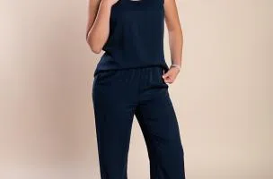 Set con dettagli all'uncinetto, blu scuro
