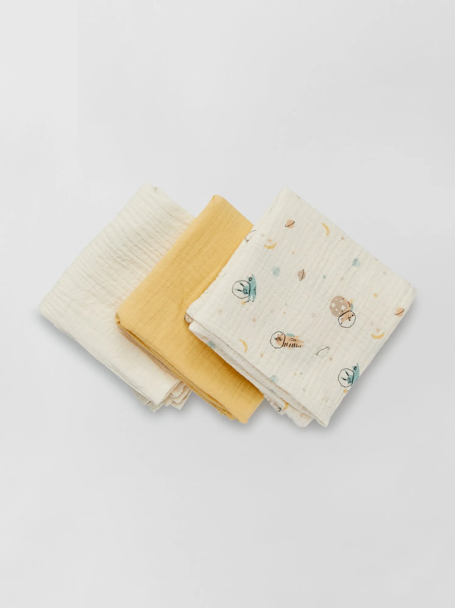 Set di 3 copertine in garza di cotone - BEIGE