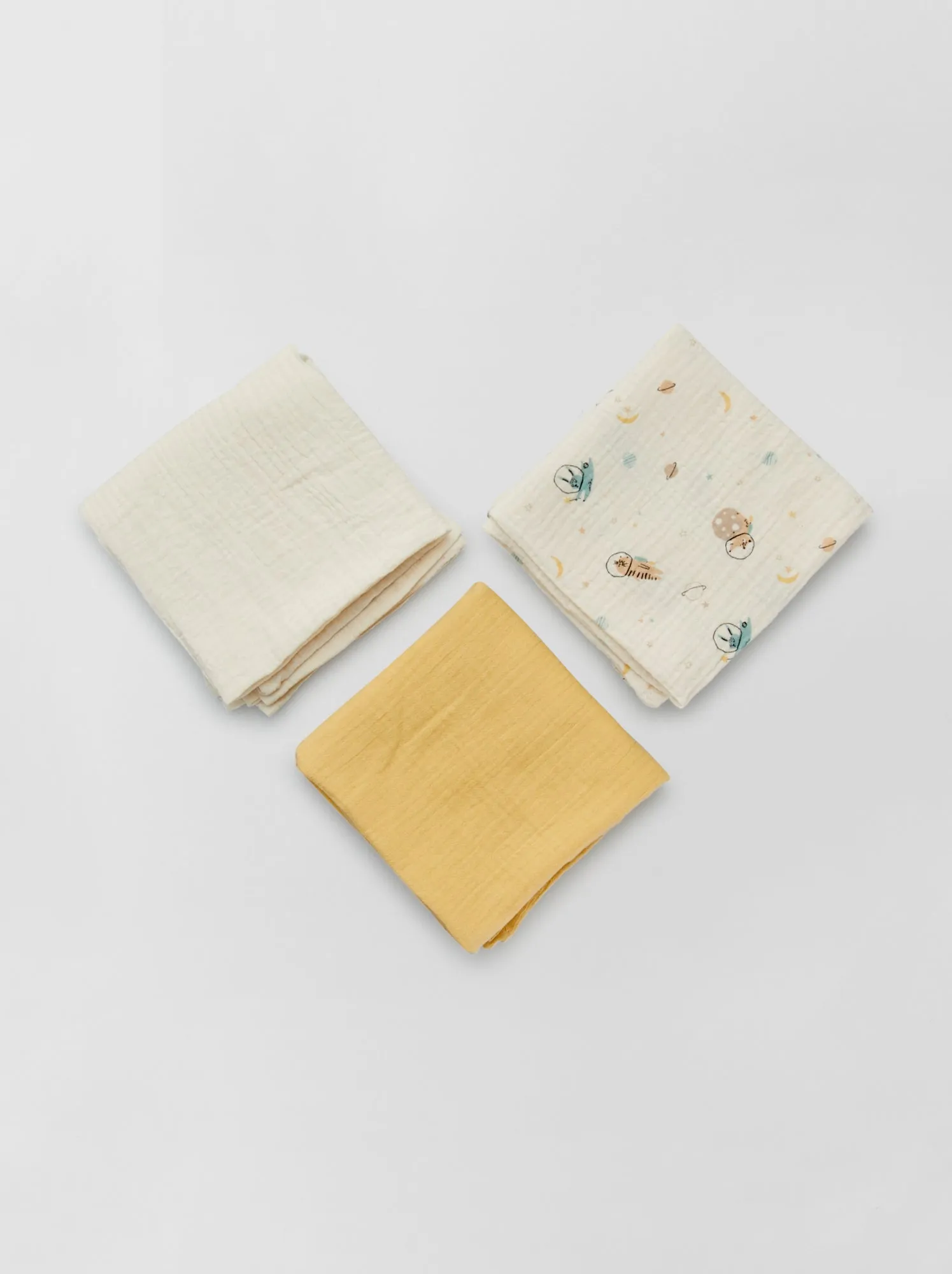 Set di 3 copertine in garza di cotone - BEIGE