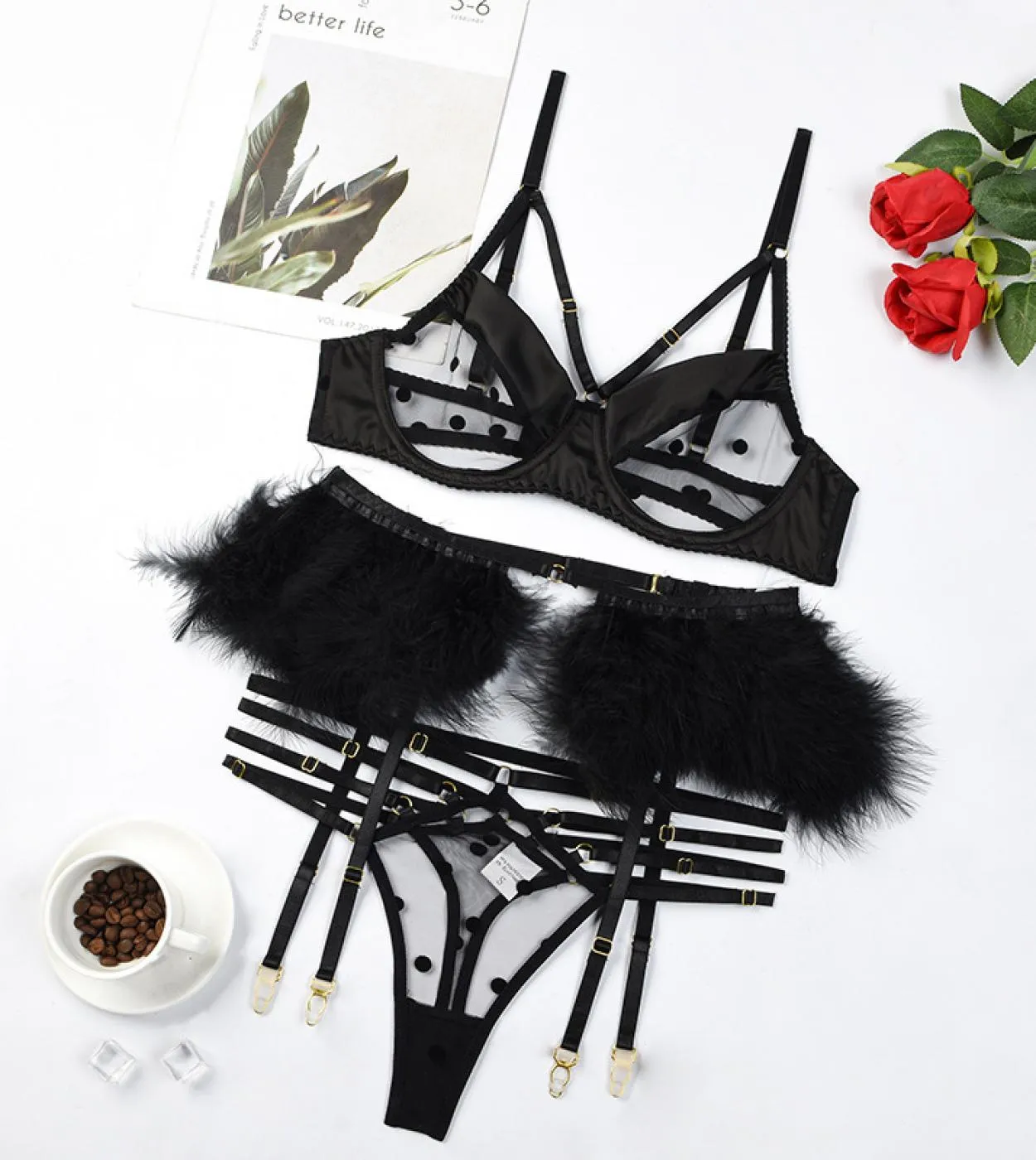 Set di reggiseno per mutandine da donna Vedi set di mutandine per reggiseno di pizzo Vedi set di biancheria intima di pizzo Ling