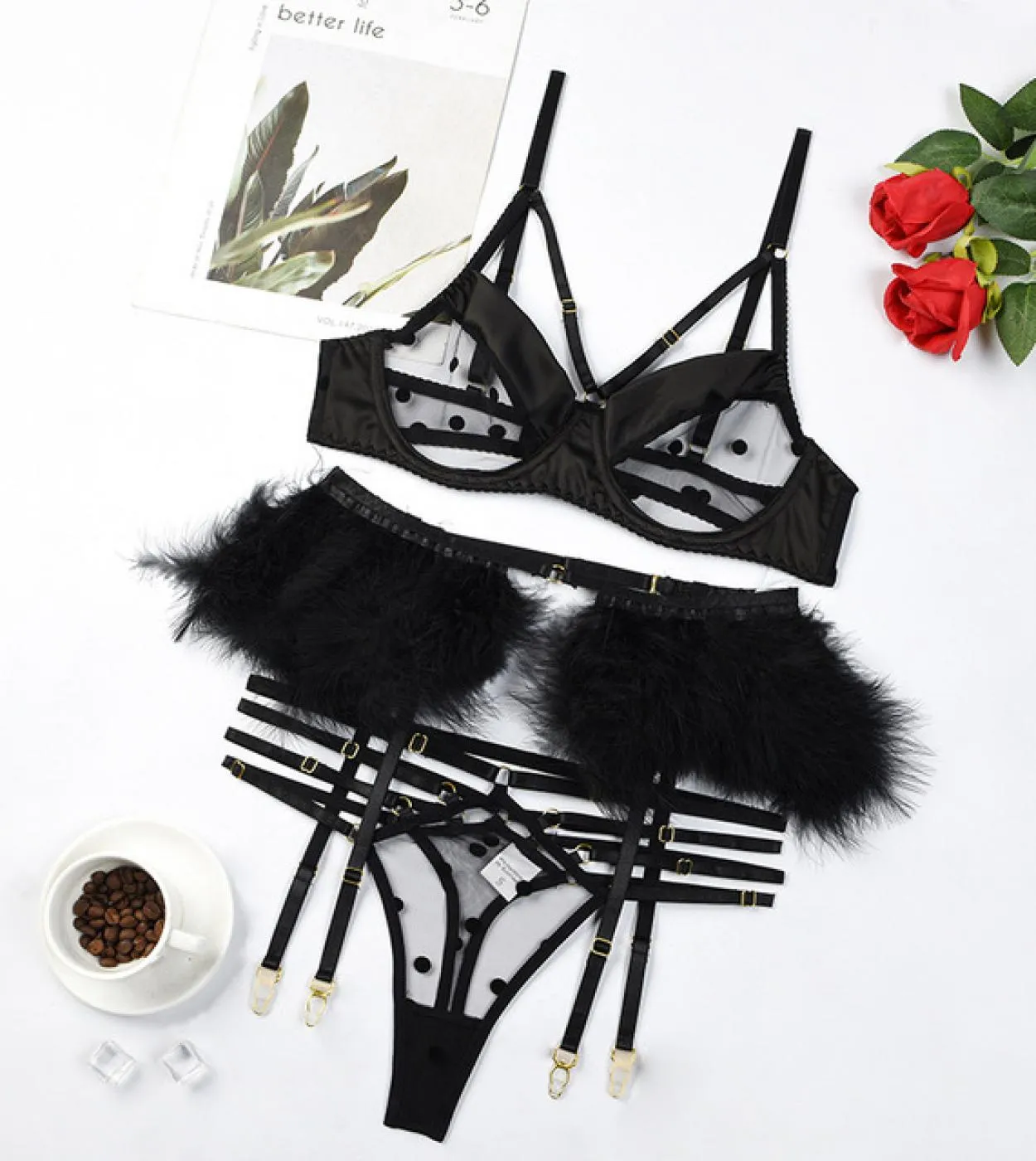 Set di reggiseno per mutandine da donna Vedi set di mutandine per reggiseno di pizzo Vedi set di biancheria intima di pizzo Ling