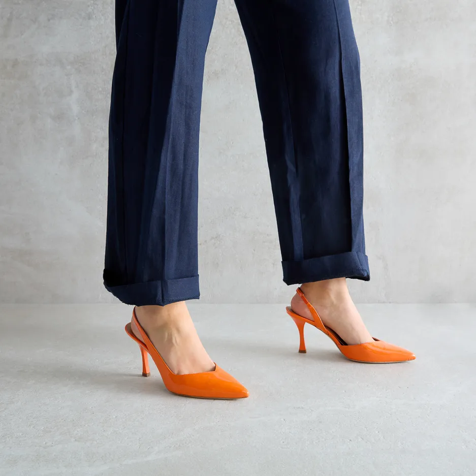Slingback Arancio in Vernice