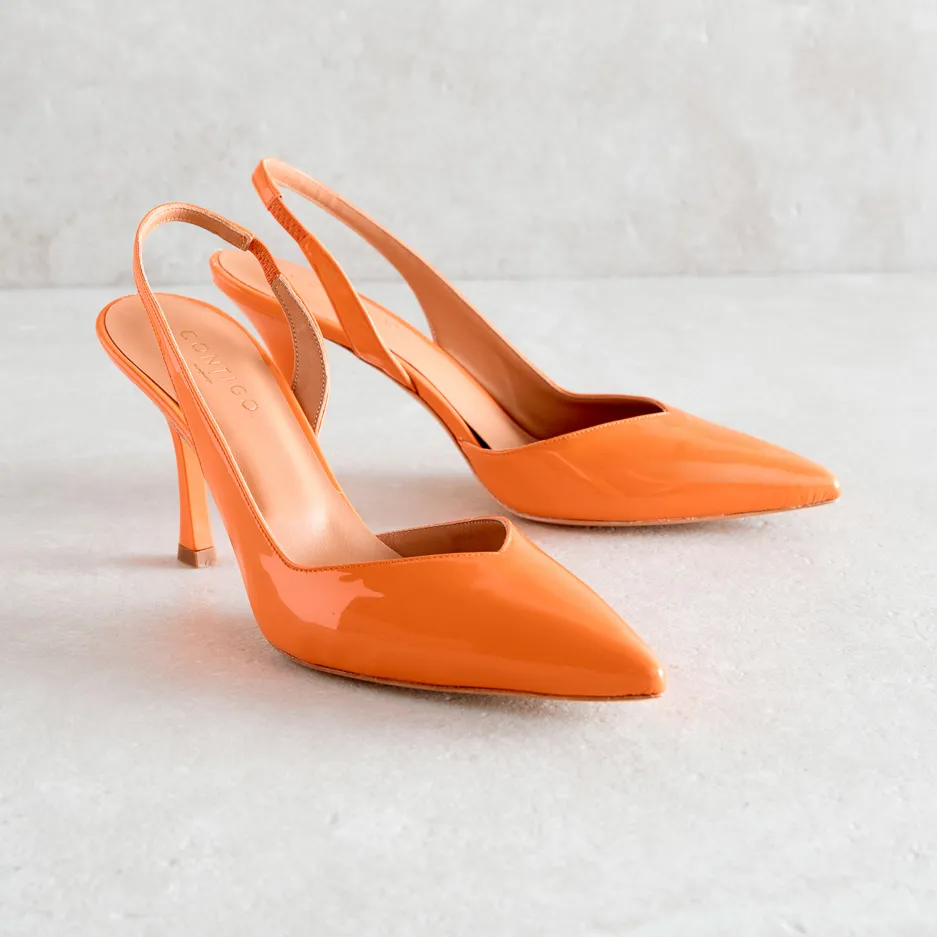 Slingback Arancio in Vernice