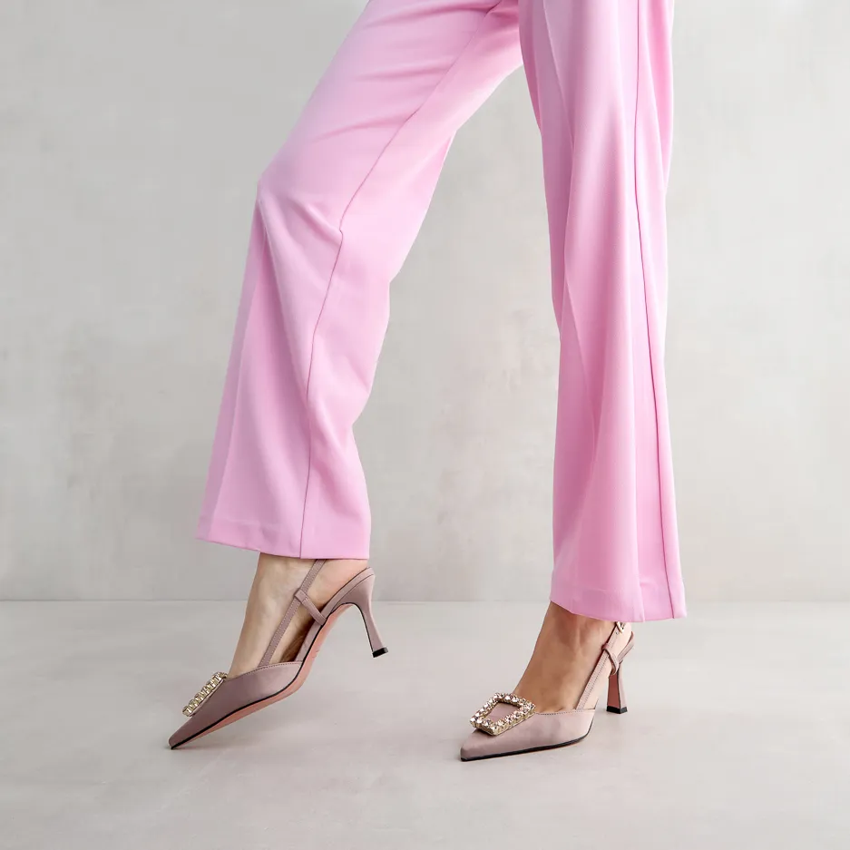 Slingback in Raso Tortora