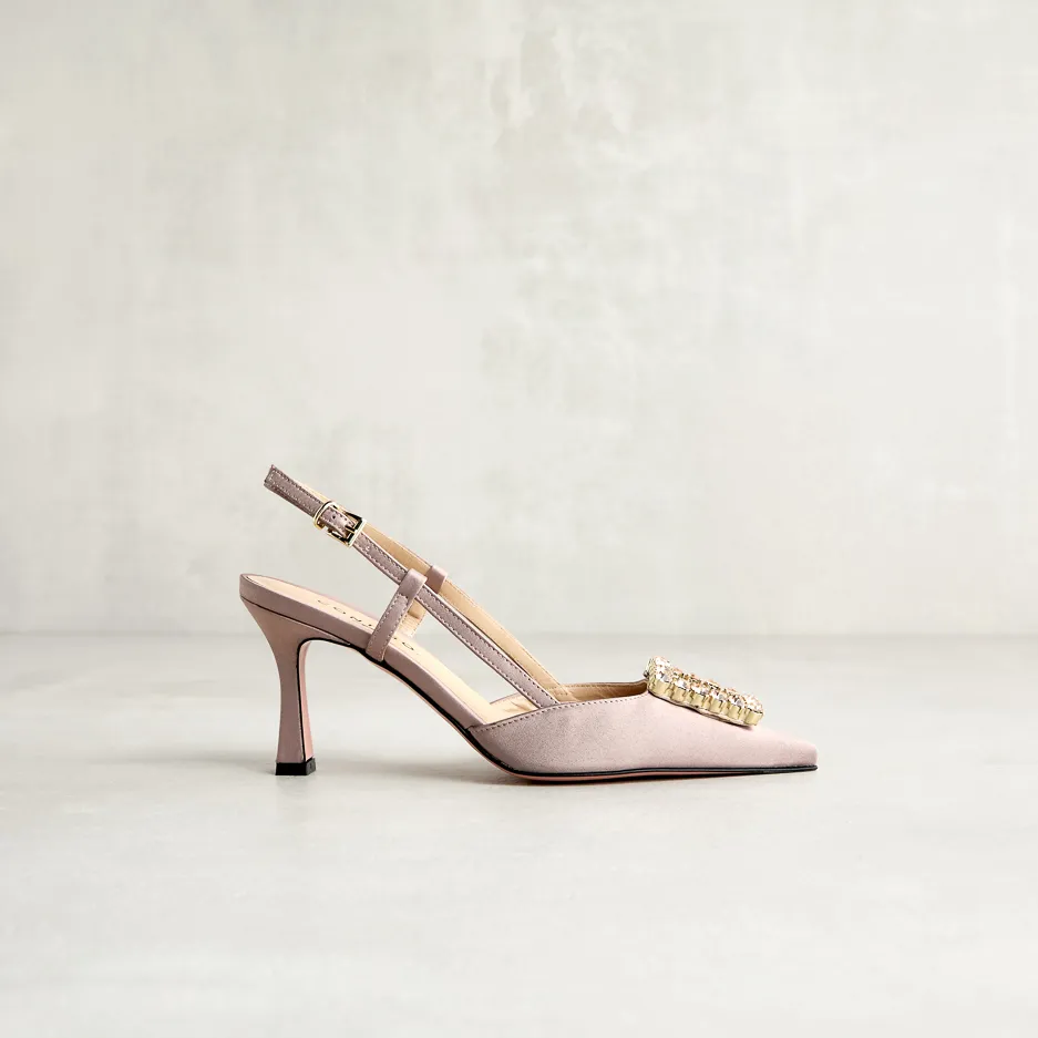 Slingback in Raso Tortora