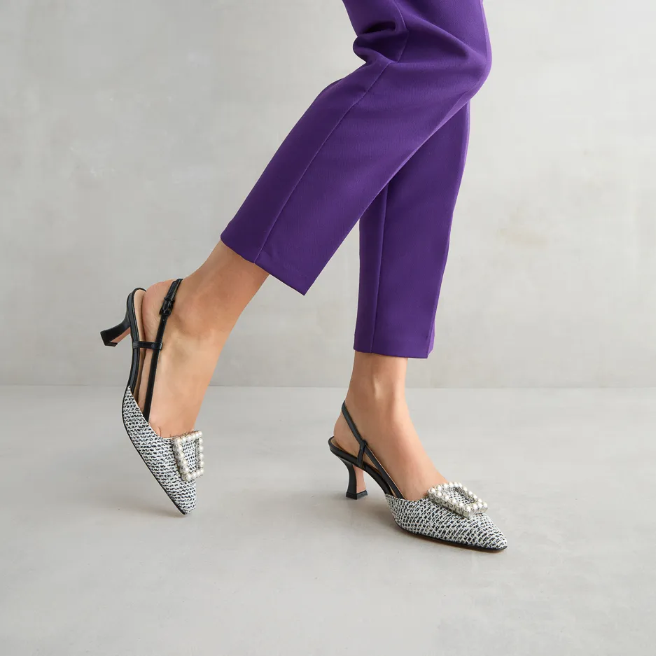 Slingback Nera con Perle