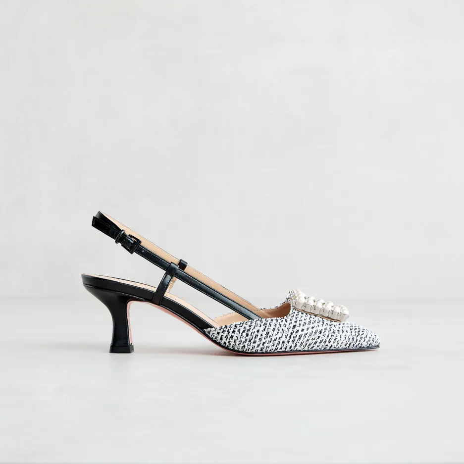 Slingback Nera con Perle