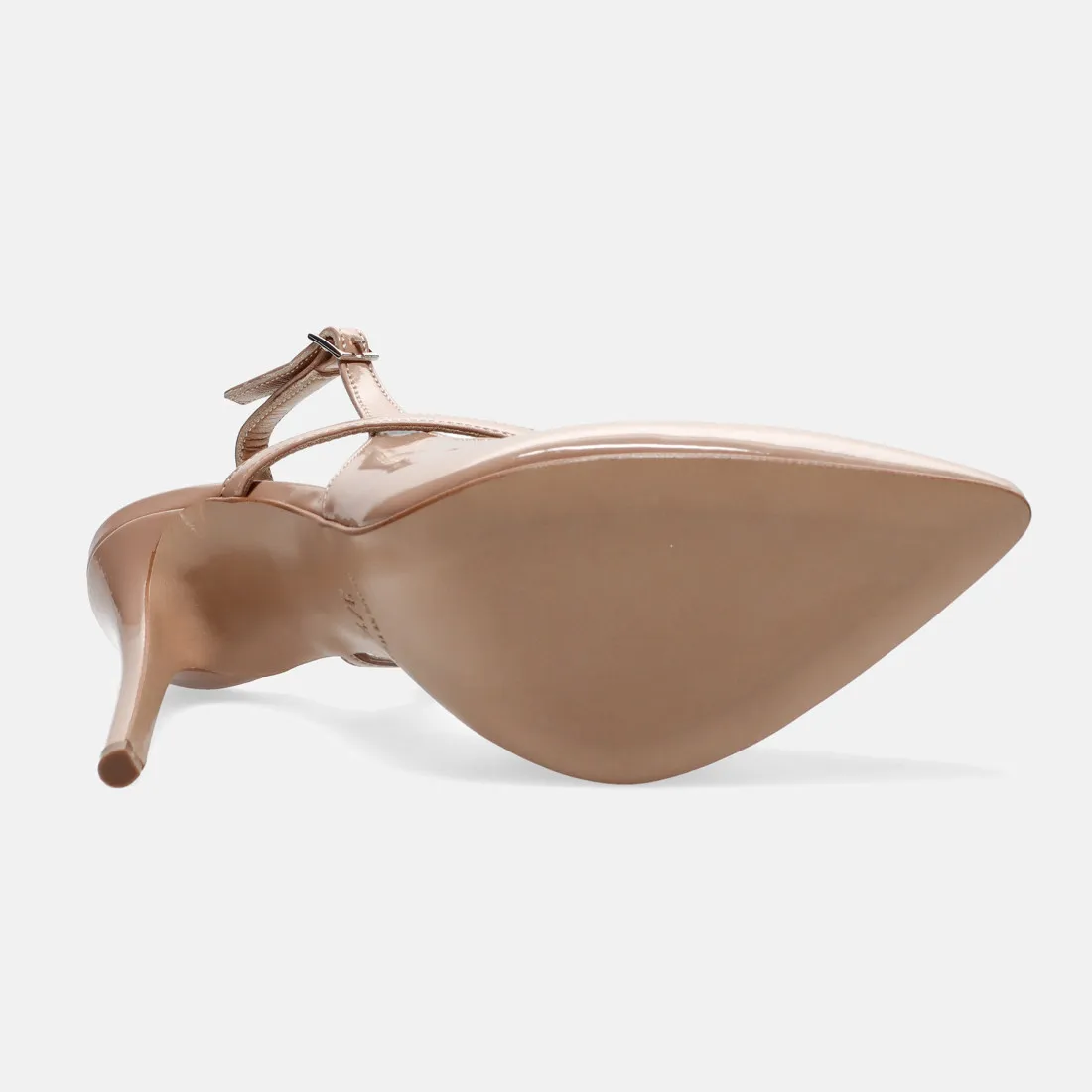 Slingback Sangiorgio rosa in pelle lucida con tacco alto e cinturino