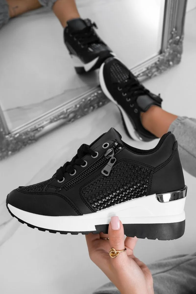 Sneakers nere con zip laterale