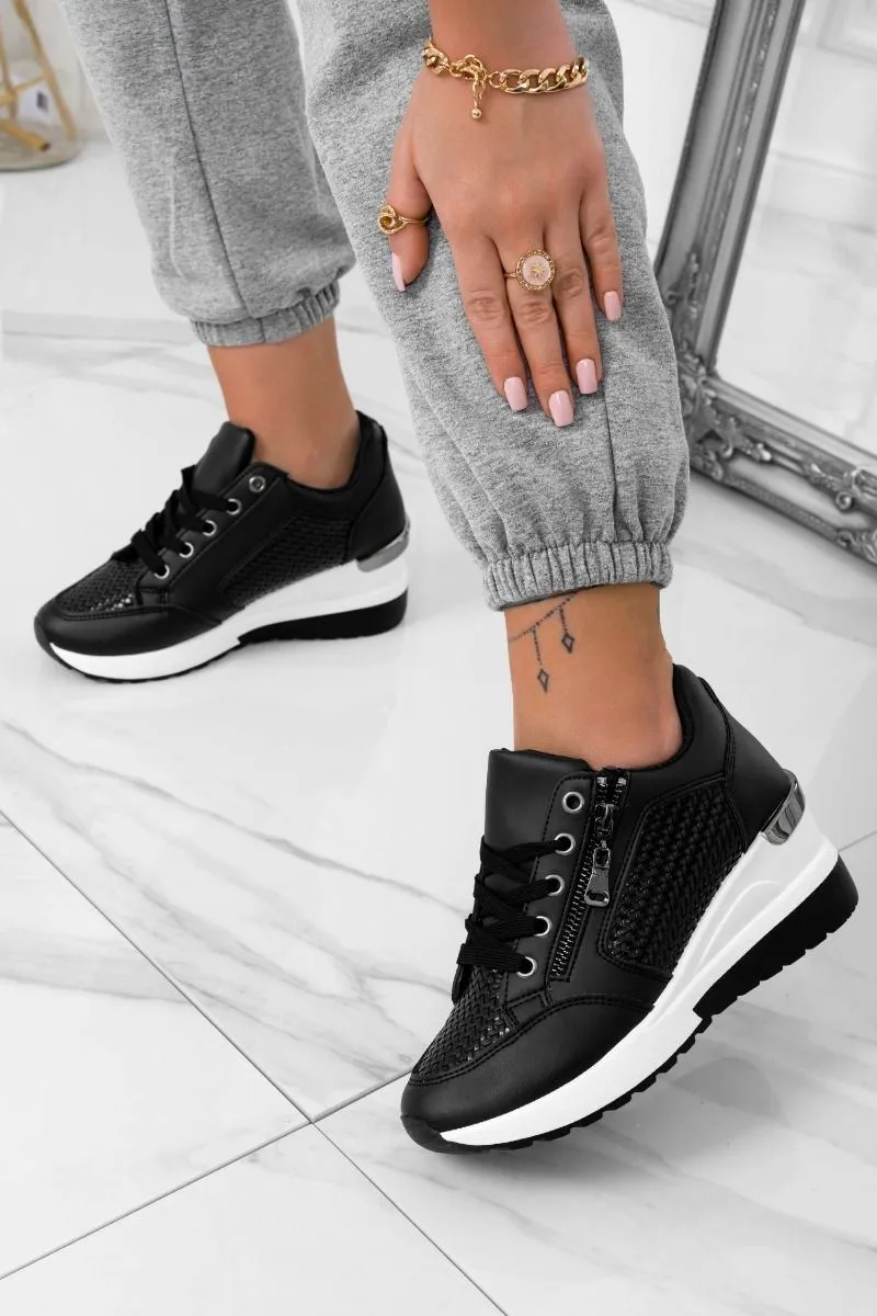 Sneakers nere con zip laterale