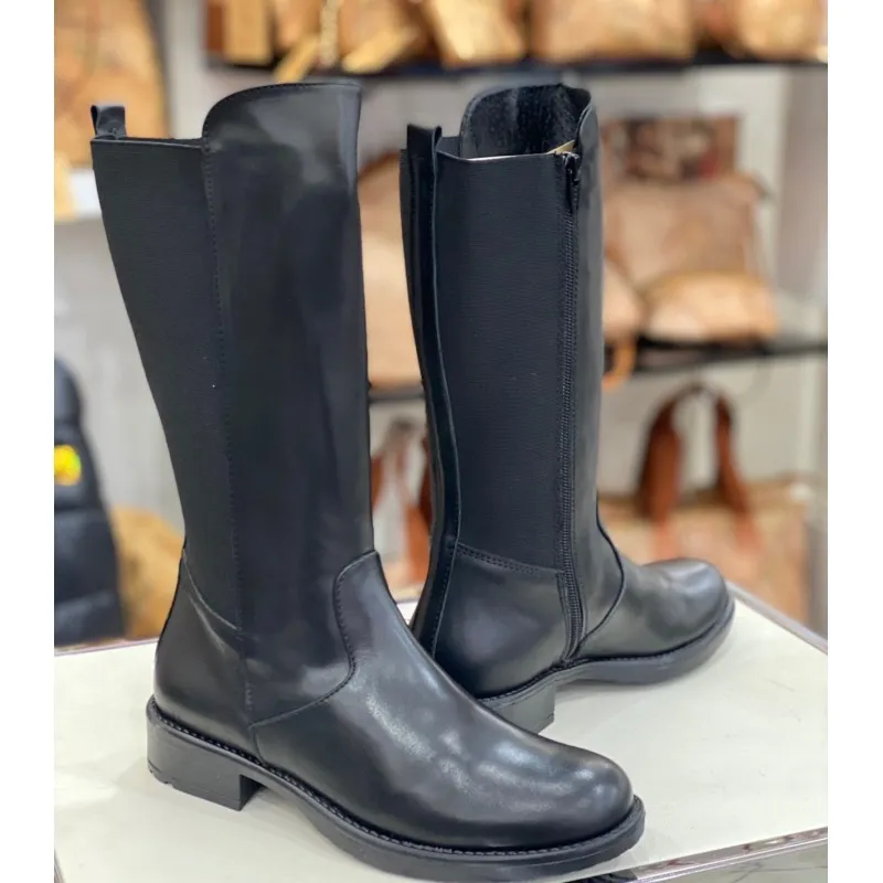 Stivale Elastico Pelle Nero