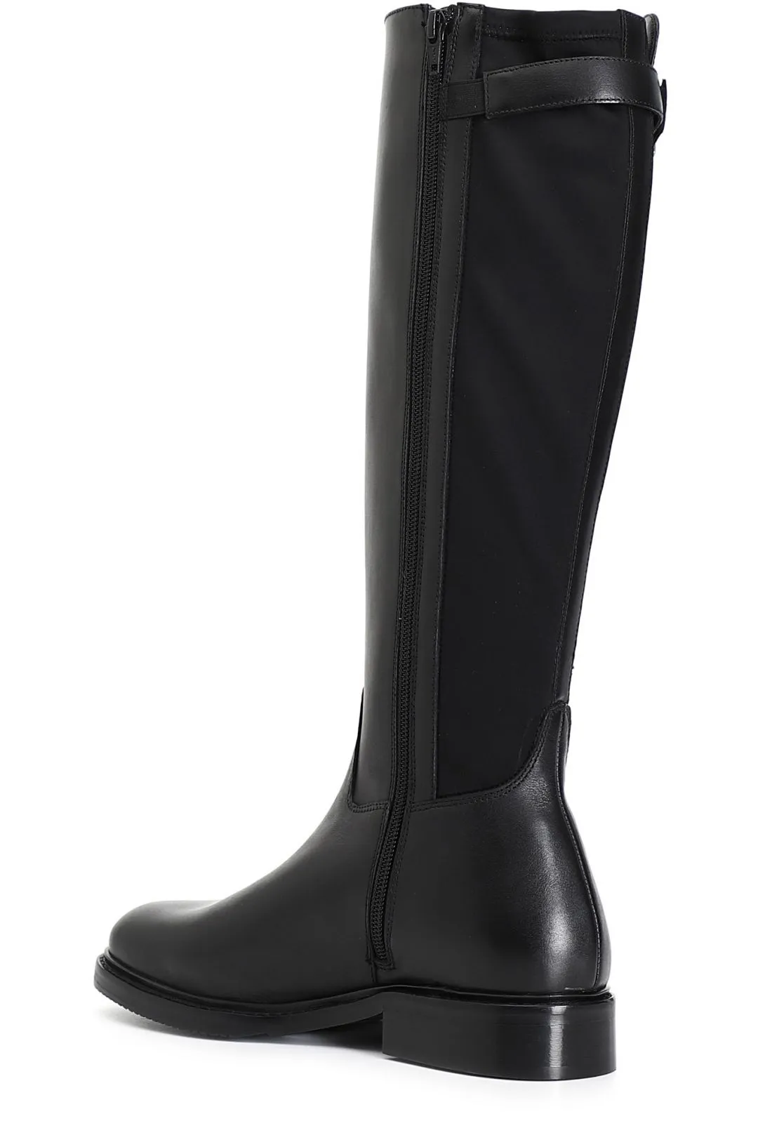 stivale in pelle e lycra nero