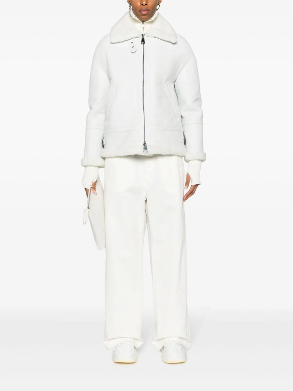 S.W.O.R.D. Giubbotto Pattern Pelle di Agnello Bianco