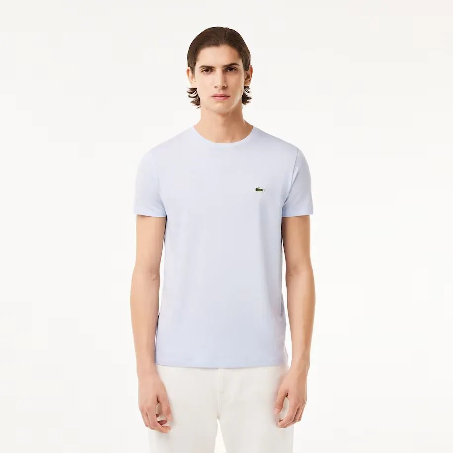 T-SHIRT CELESTE IN JERSEY DI COTONE PIMA