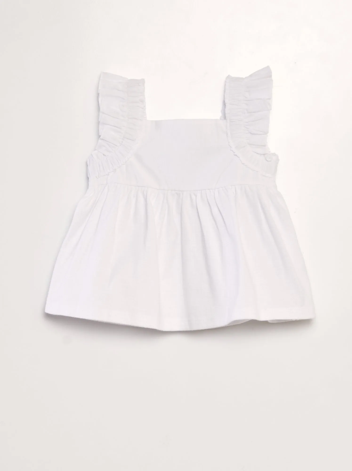 T-shirt con spalline con volant - bianco