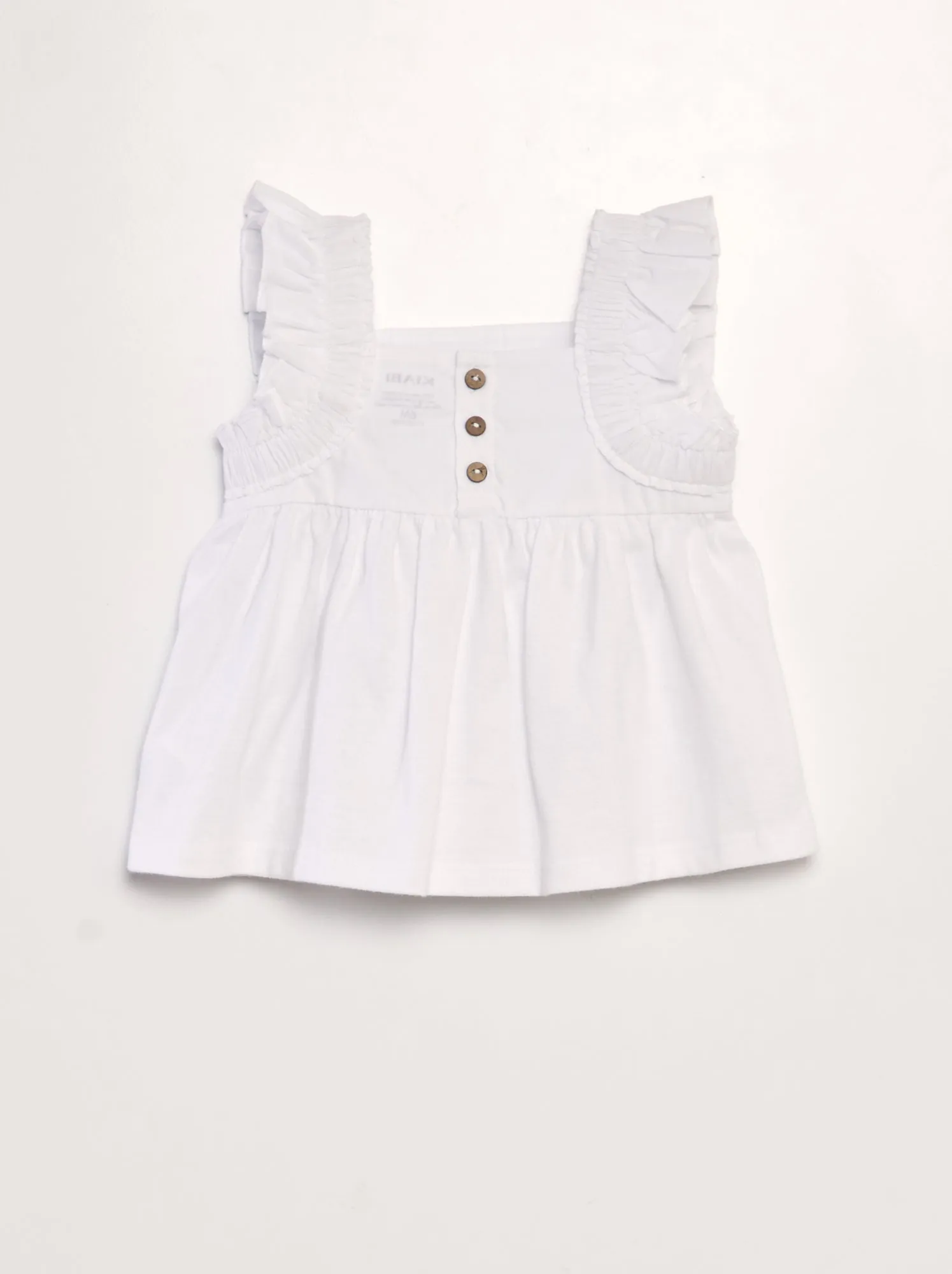 T-shirt con spalline con volant - bianco