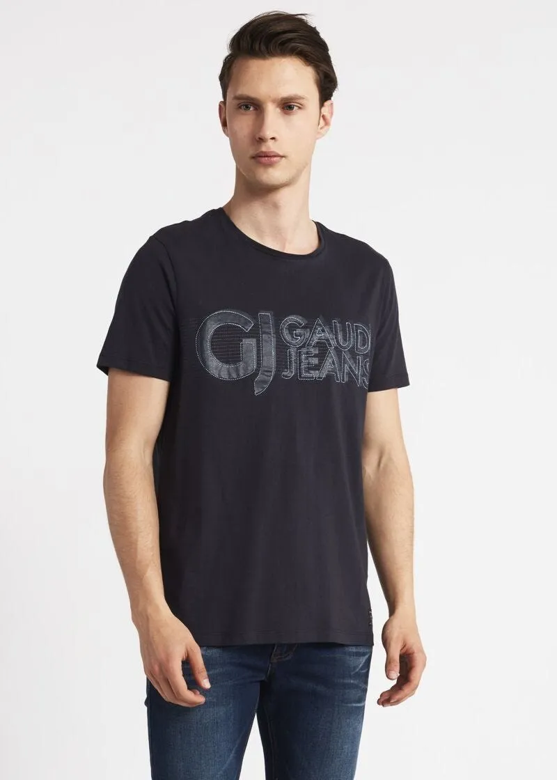 T-shirt con stampa e ricamo