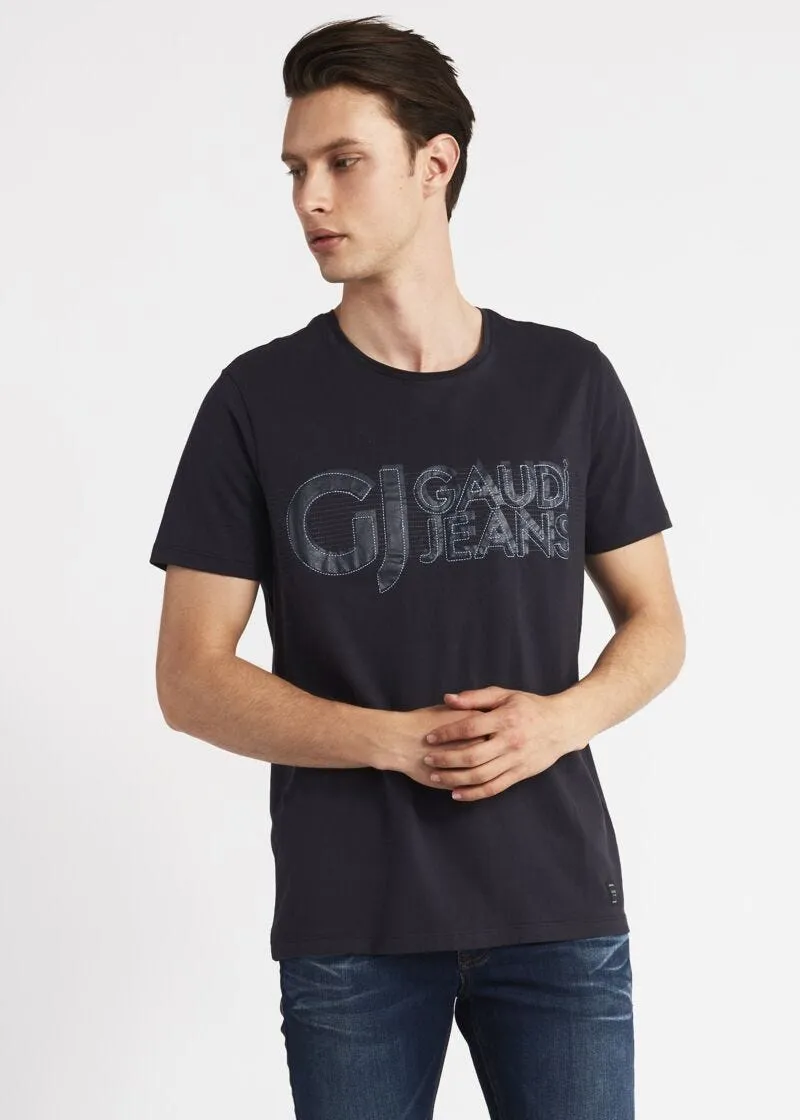 T-shirt con stampa e ricamo