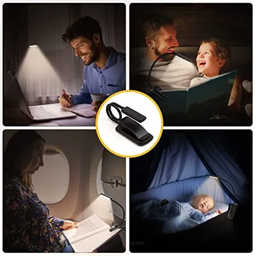 TEAMPD Luce da Lettura, USB Ricaricabile Lampada da Lettura, 10 LEDs 3 Modalità 100-10% Luminosità Regolabile Luce per Lettura L