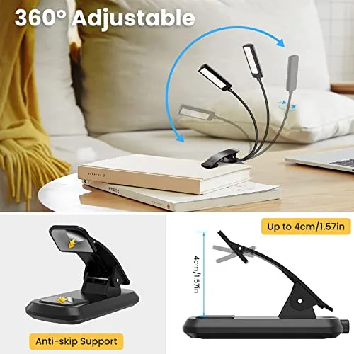TEAMPD Luce da Lettura, USB Ricaricabile Lampada da Lettura, 10 LEDs 3 Modalità 100-10% Luminosità Regolabile Luce per Lettura L