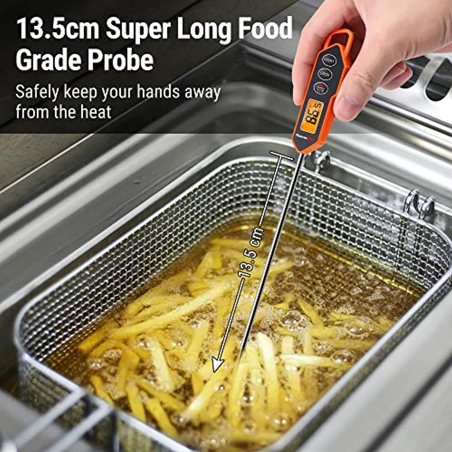 ThermoPro TP01H Termometro da Cucina Digitale con Sonda da 13,5 cm con Retroilluminazione Termometro per Carne a Lettura Istanta