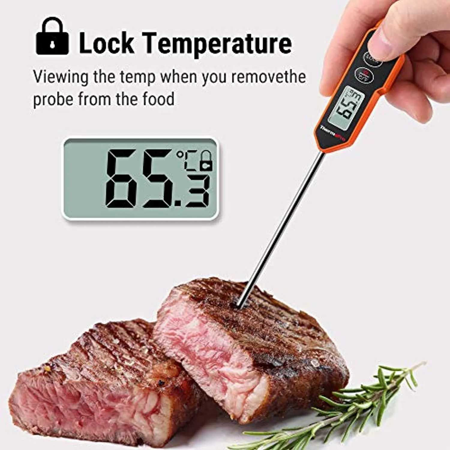 ThermoPro TP01H Termometro da Cucina Digitale con Sonda da 13,5 cm con Retroilluminazione Termometro per Carne a Lettura Istanta