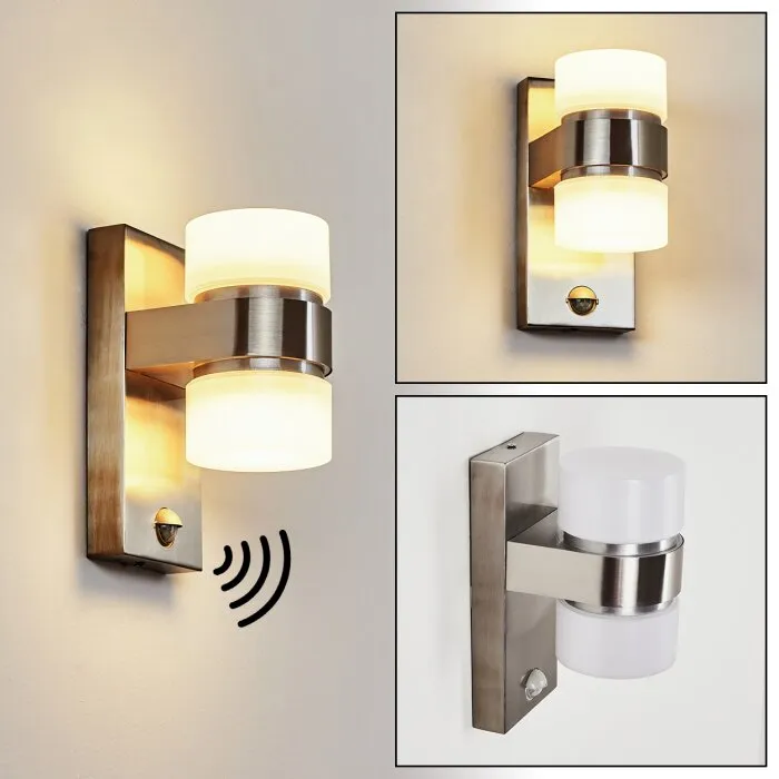 Tiarp Applique da esterno LED Nichel opaco, 2-Luci, Sensori di movimento