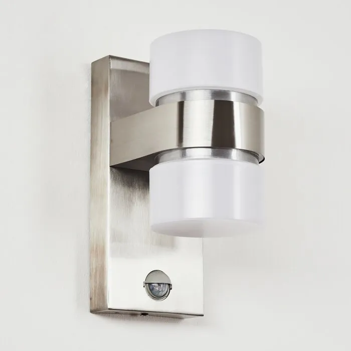 Tiarp Applique da esterno LED Nichel opaco, 2-Luci, Sensori di movimento