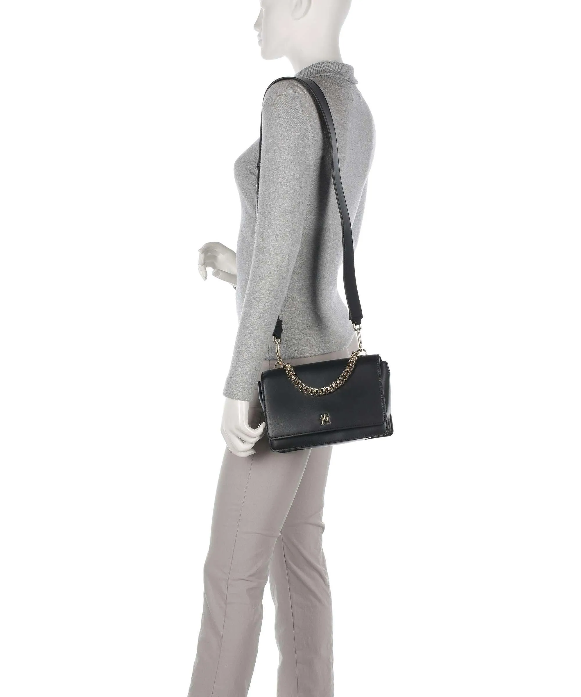  Tommy Hilfiger TH Refined Borsa a tracolla pelle sintetica nero  