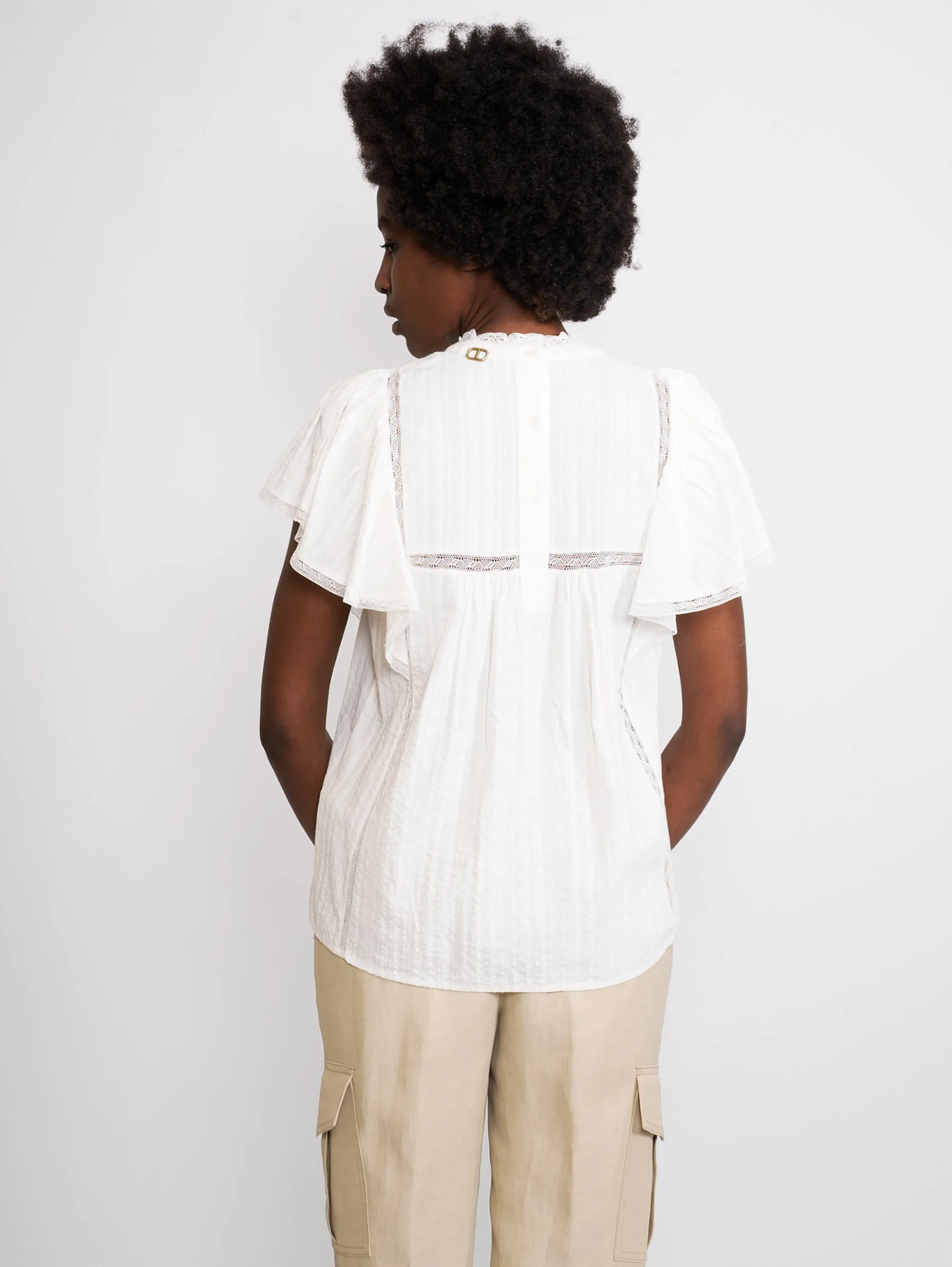 Top in Mussola di Cotone Bianco