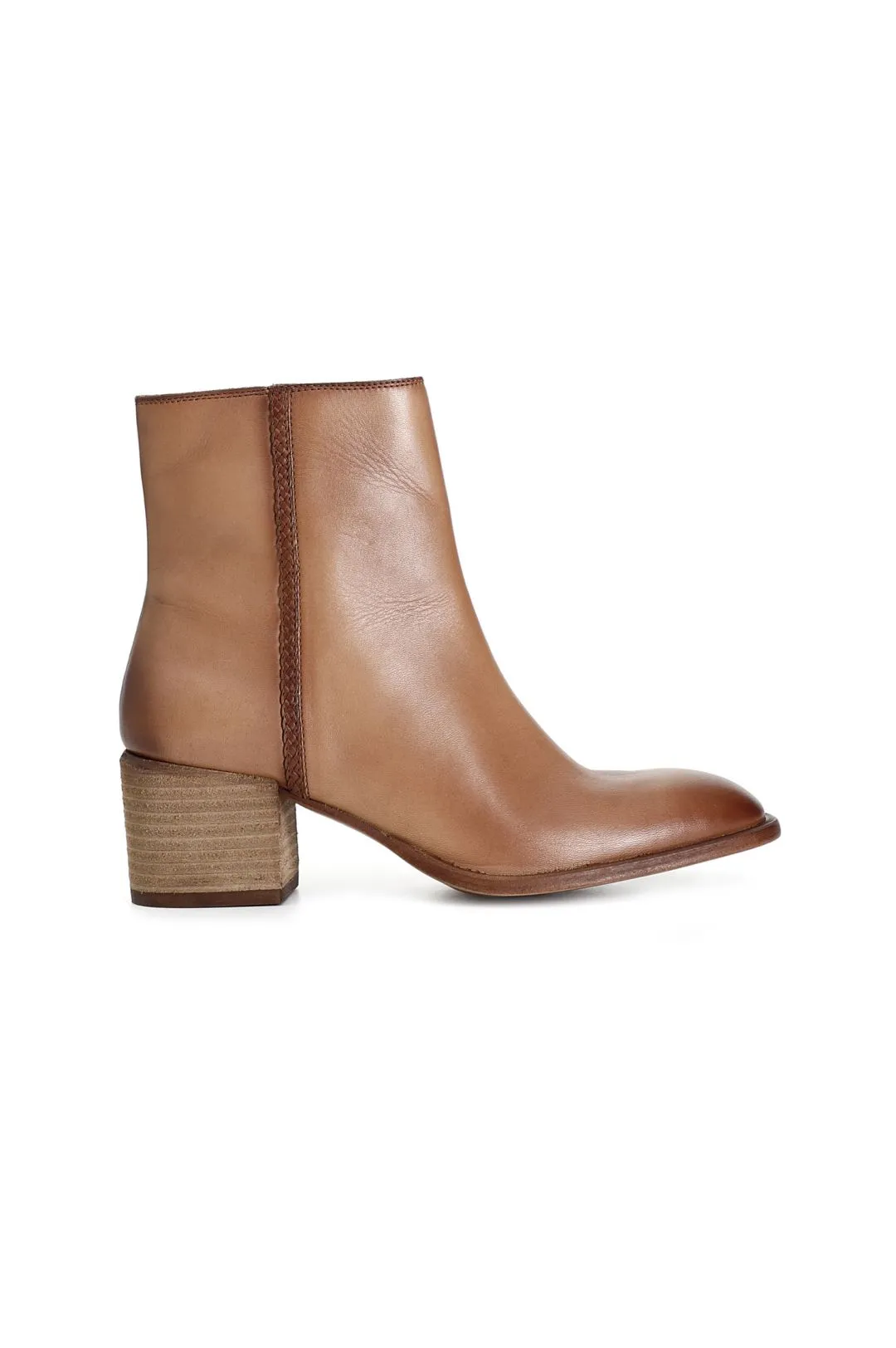 tronchetto donna in nappa con treccia a decoro noce