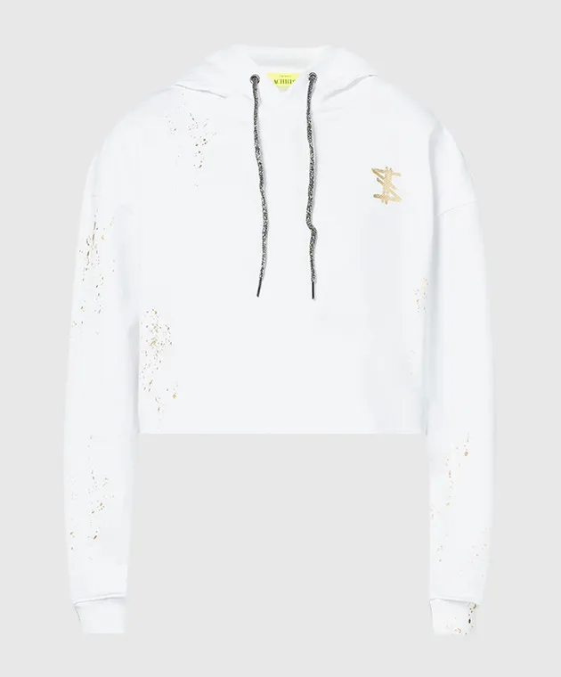 Twinset Actitude Felpa con cappuccio bianca con logo 241AQ2020