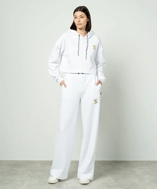 Twinset Actitude Felpa con cappuccio bianca con logo 241AQ2020