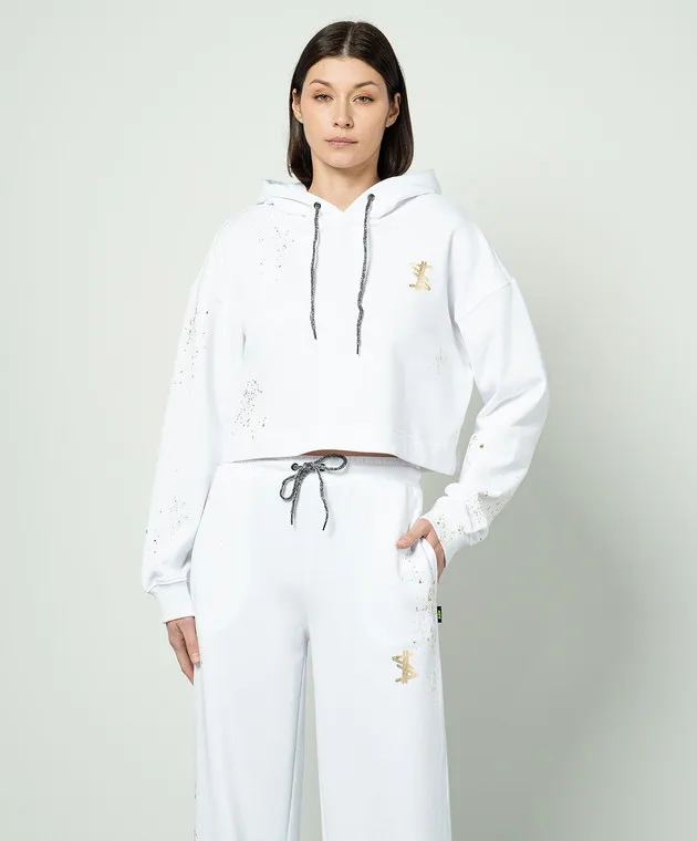Twinset Actitude Felpa con cappuccio bianca con logo 241AQ2020