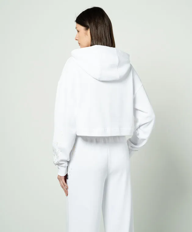 Twinset Actitude Felpa con cappuccio bianca con logo 241AQ2020