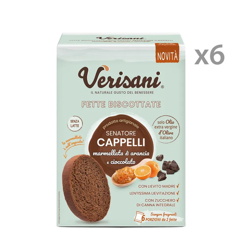 Verisani 6 confezioni da 200 gr - Fette Senatore Cappelli, Arancia e Cioccolata