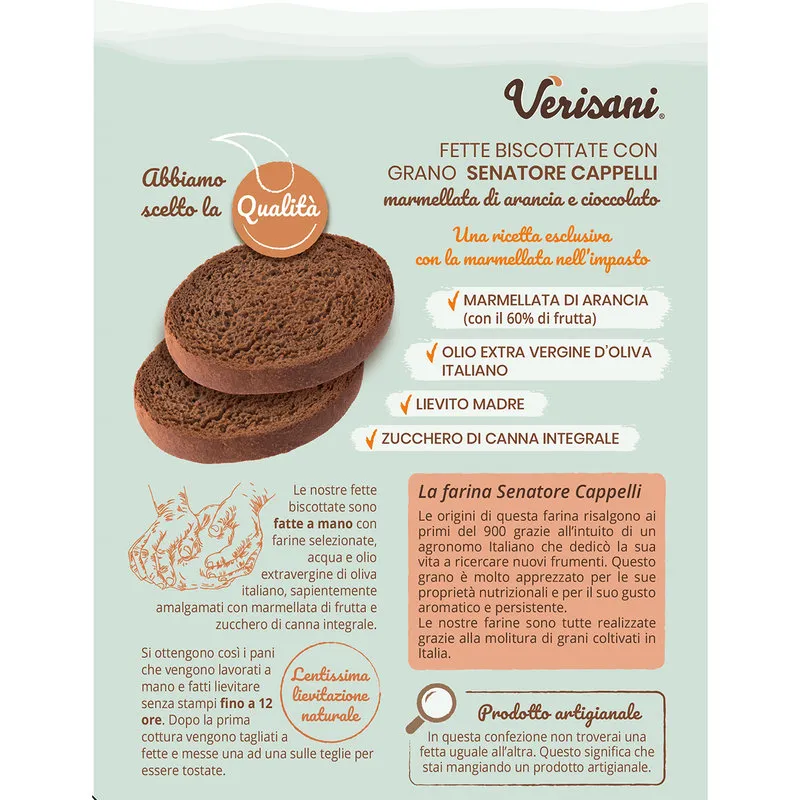 Verisani 6 confezioni da 200 gr - Fette Senatore Cappelli, Arancia e Cioccolata