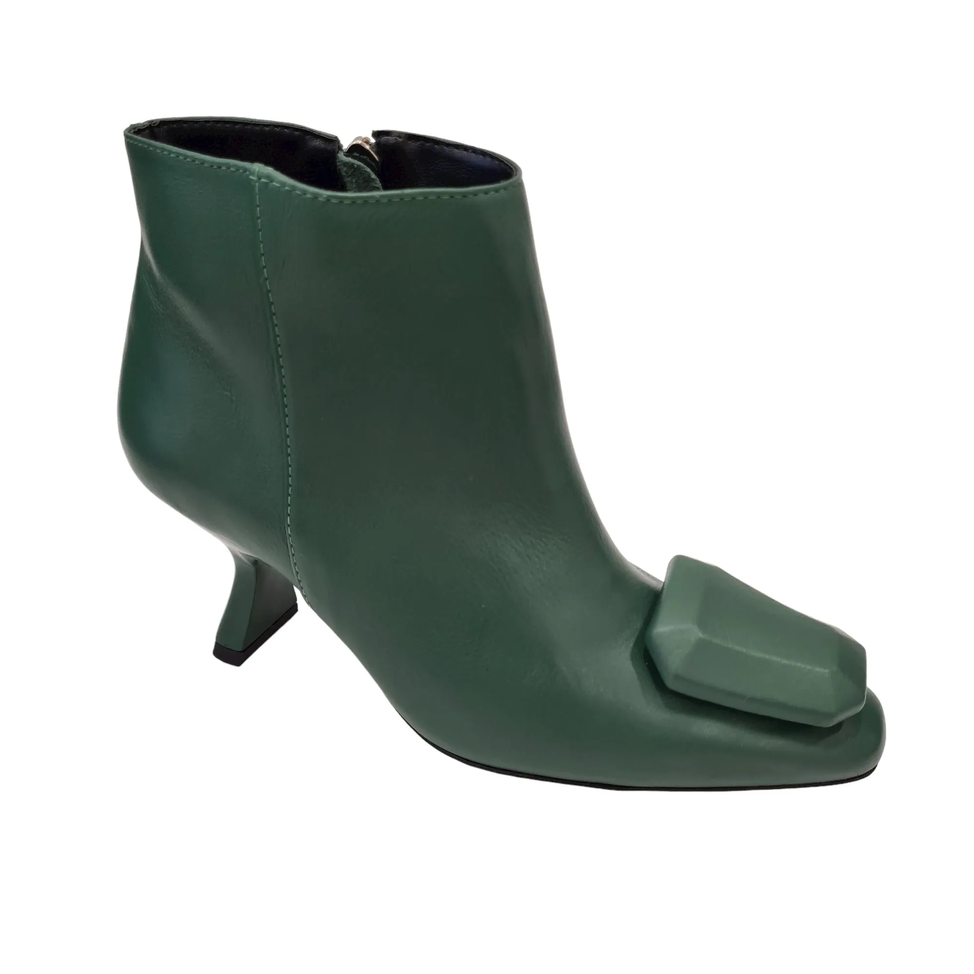 Vicenza Tronchetto tacco alto 7 cm pelle Verde accessorio placca Verde rif. 94