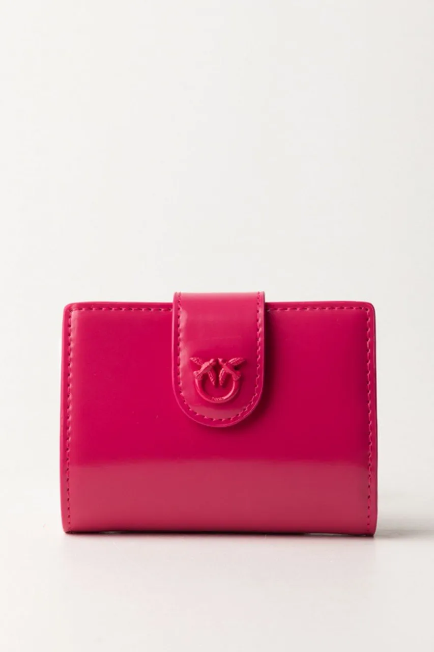 Wallet in pelle lucida PINK PINKO-BLOCK COLOR