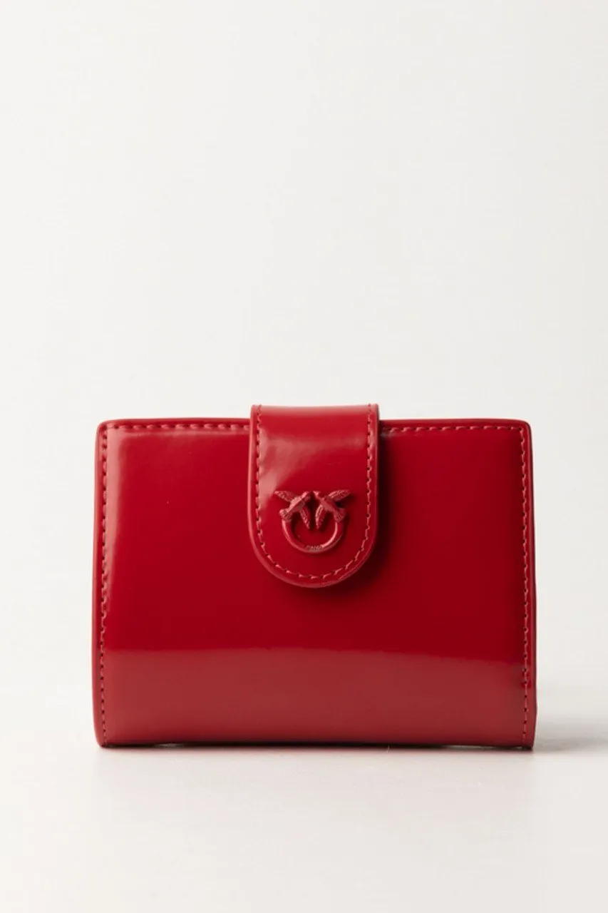 Wallet in pelle lucida ROSSO-BLOCK COLOR