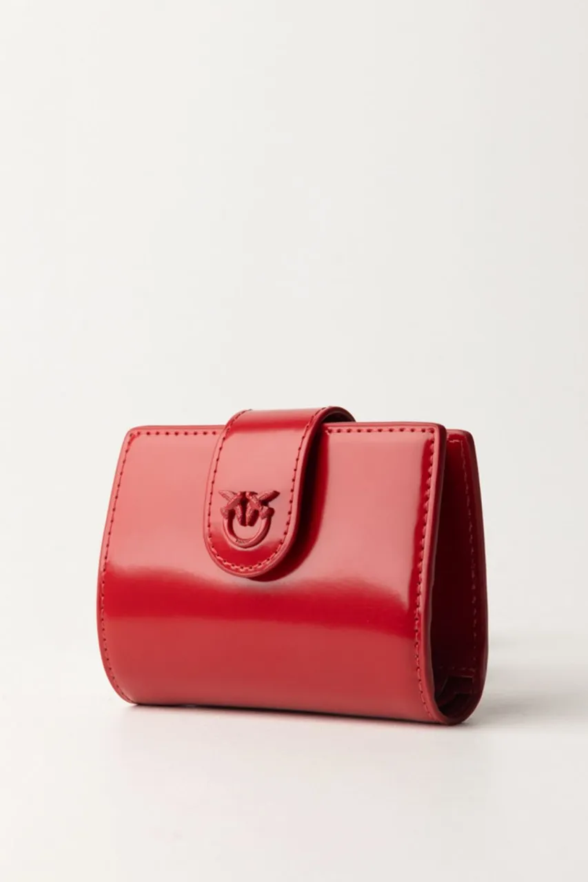 Wallet in pelle lucida ROSSO-BLOCK COLOR