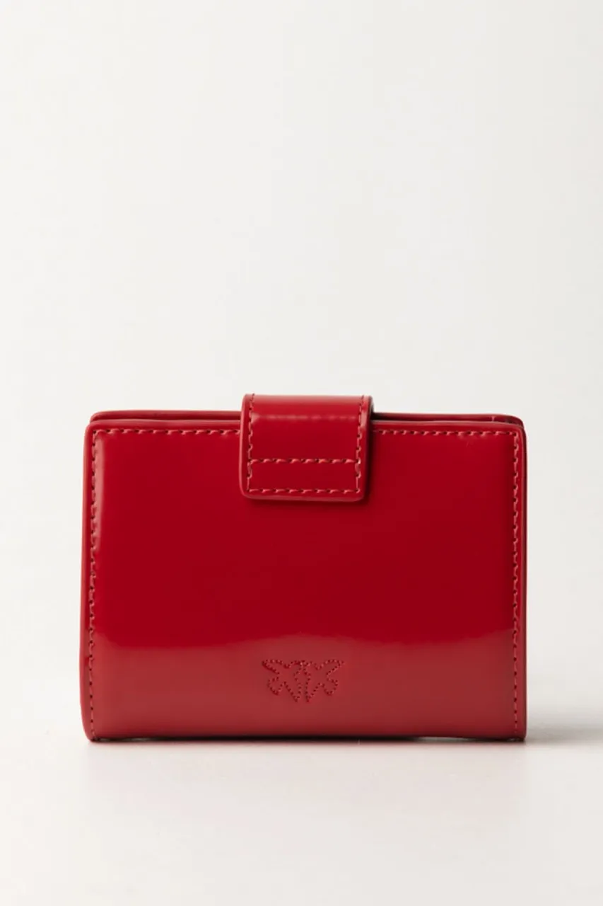 Wallet in pelle lucida ROSSO-BLOCK COLOR